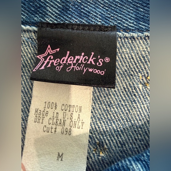 VTG Frederick's of Hollywood Denim Jacket Crop Embellished Studded Automobile M - Picture 6 of 8